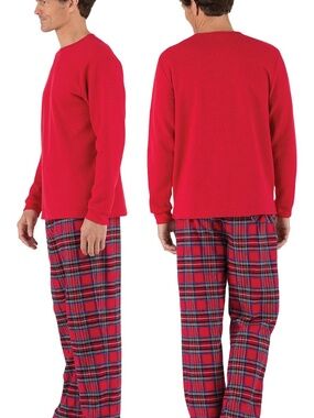 Pajamagram Men’s L Classic Plaid Thermal Pajama Set Red